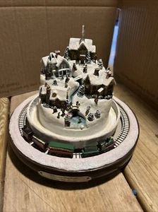 Thomas Kinkade White Christmas Snowman Train By Bradford Exchange Tested Works - Picture 1 of 11