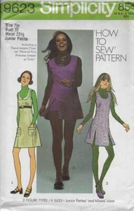 MINI-JUMPER, TÚNICA VINTAGE AÑOS 70 PATRÓN SIMPLICIDAD 9623. PANTALONES CORTOS 7 Junior Pt - Imagen 1 de 2