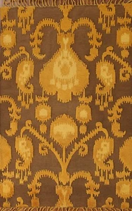 Brown Geometric Moroccan Area Rug 5x8 ft. Hand-Knotted Wool Carpet - Picture 1 of 12