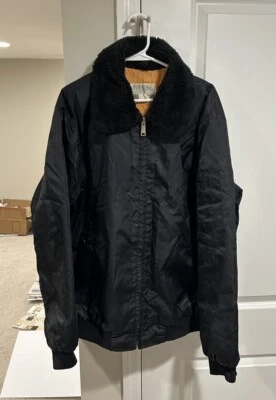 Chaqueta de bombardero vintage Sears cuello de piel sintética ropa exterior de trabajo para hombre talla XL Foto 1 de 4