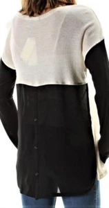 SANCTUARY Women's CREME BLACK GRAY Knit HI-LOW Top Shirt SZ XS NWT - Picture 1 of 2