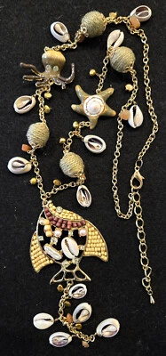 Collar de Playa Náutico Peces Esmalte Pulpo Estrella Conchas Cuentas Perla Cáñamo Ba Foto 1 de 3