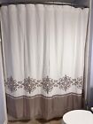 Raymond Waites 72" Ivory Beige Shimmer Shower Curtain Embellished New