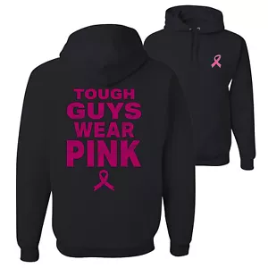 Tough Guys Wear Pink Distressed Front and Back Unisex Graphic Hoodie Sweatshirt - Picture 1 of 8