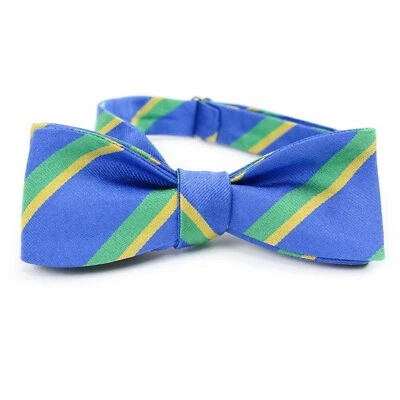 Beau Ties of Vermont Blue/Green Stripe Silk Repp Self-Tie Butterfly Bow Tie - Image 1 of 4
