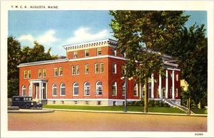 YMCA Augusta Maine Linen Postcard - Picture 1 of 4