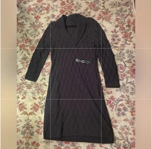 women’s large Calvin Klein black sweater dress with V neck - Picture 1 of 4