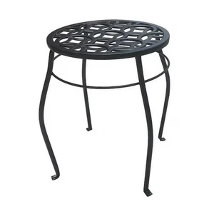 Black Round Steel Plant Stand Indoor Outdoor 15"x11.8" Modern Flower Pot Holder - Picture 1 of 5