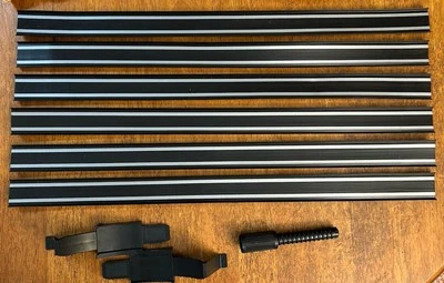 SEIS HOT WHEELS de Colección Años 70 Rayas Negras y Plateadas 2’ Pista + Base de Bucle y Mango de Abrazadera Foto 1 de 4