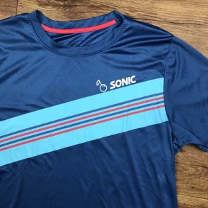 Sonic Men Sz L Blue Striped Work Shirt Short Sleeve  - Picture 1 of 5