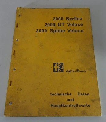 Manual De Taller Alfa Romeo Spider GT Veloce GTV Bertone + Berlina 2000 V. 9/71 - Imagen 1 de 4