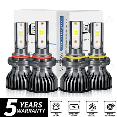 4X 6000K White For Chevy Caprice 1987-1990 LED Headlight Hi/Lo Beam Bulbs Kit - Image 1 of 4
