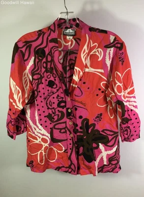 Camisa MANUHEALI'I Multi-patrón Manga Larga Hawaiana Aloha Mujer - Talla S Foto 1 de 3
