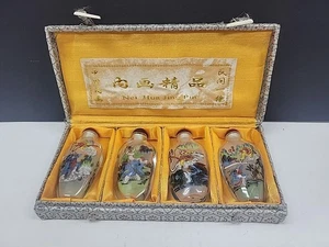 4 Chinese Glass Snuff Bottles Reverse Painted Warriors - Picture 1 of 7