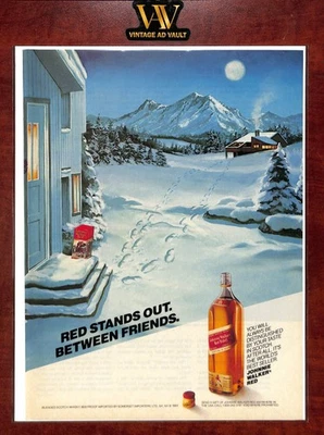 Johnnie Walker Red Vintage Print Ad - Red Stands Out Between Friends - Image 1 of 2
