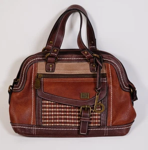 B.O.C Cross Body/Saddle Bag Two Tone Leather Brown/Tan Weave - Picture 1 of 6
