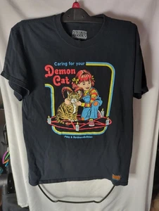 Vintage Threadless Steven Rhodes Demon Cat Graphic T-Shirt Size M - Picture 1 of 7