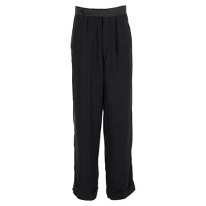 Giorgio Armani Hose Mit Weitem Bein Aus Schwarzem Cupro Männlich Schwarz 46 - Bild 1 von 10