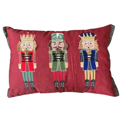 NUEVO Almohada Cascanueces Decorativa Cuadrada San Nicolás Vacaciones Navidad 13"x19" Foto 1 de 4