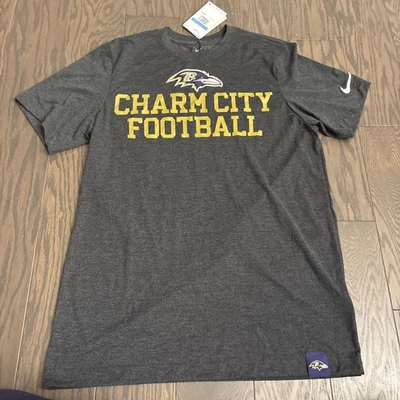 NWT Nike Tee NFL Baltimore Ravens Charm City  Gray Shirt Short Sleeve NEW Medium - Image 1 of 4