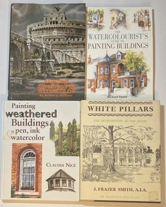Painting Buildings With Watercolor Book Lot & White Pillars Architecture Frazer - Imagen 1 de 16