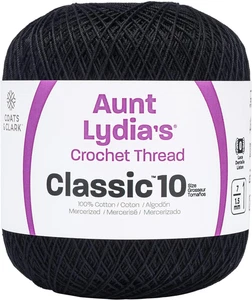 Hilo de crochet clasico Coats Crochet 1 paquete negro 1050 pies - Picture 1 of 12