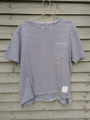 Camiseta a Rayas Thom Browne Para Hombre Grande Azul Blanco Bolsillo en el Pecho Algodón Hecha en Canadá Foto 1 de 4