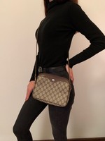 Gucci Vintage Cross Body Shoulder Clutch Bag Monogram Canvas GG 5/5 Biege Rare 