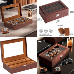 LUJO Caja Organizadora Almacenamiento 12 Relojes Pulsera Hombre Cuero PU Mujer - Picture 1 of 10