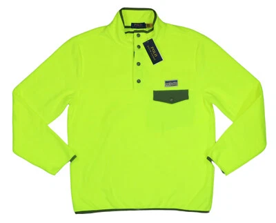 Polo Ralph Lauren Brushed Fleece Pullover Partial Snap Front Mens Sweatshirt NWT - Image 1 of 2