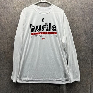 Nike Shirt Mens XL White Long Sleeve Dri-Fit NBA Basketball Vintage Tee Hustle - Picture 1 of 11