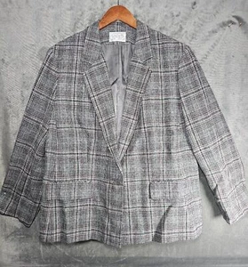 Pendleton Blazer Womens Gray Virgin Wool Flannel Pattern Pastel Warm Button-Up - Picture 1 of 5