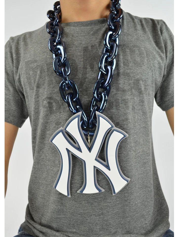 Nuevo MLB New York Yankees Azul Marino Abanico Cadena Collar Espuma Foto 1 de 1