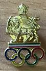 Middle East,Brass/Enamel Sun/Lion/Imp Crown Pin Badge,1974 Asian Olympc?
