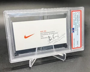 Phil Knight PSA Signed Vintage Nike Shoe Business Card Carolyn Davidson Signed - Picture 1 of 4