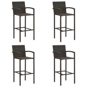 Bar Stools 4 pcs Brown Poly Rattan vidaXL - Picture 1 of 8