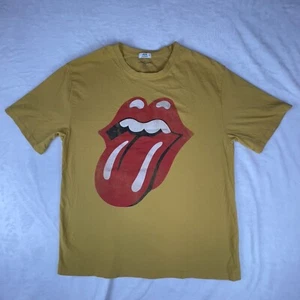 Ardene T-Shirt Men Large Yellow The Rolling Stones World Tour Rock Band Pullover - Picture 1 of 5