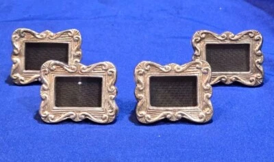 Vintage 4 Piece Set of Silver Tone Napkin Rings with Mini Picture/Photo Frames - Image 1 of 4