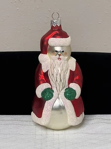 Patricia Breen Santa Snowman Red Matte Coat Green Gloves Glass 1997 - Picture 1 of 10