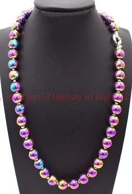 Charming Pretty 6/8/10mm Multicolor Hematite Gems Round Beads Necklace 16-36in - Image 1 of 4