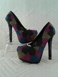 In Touch Maggie Size 6 Women's Slip On Stiletto Heels Multi-Color Sequin - Picture 1 of 8