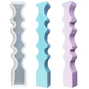 Wave Candle Mold Wave Spiral Candle Molds Geometry Pillar Silicone Candle Mol... - Picture 1 of 9