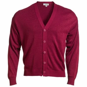 Edwards 4XL Große Herren Jersey Strick Acryl Cardigan Burgund Langarm Knopfleiste - Bild 1 von 3