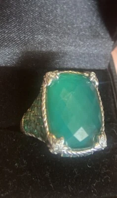 Anillo Mónaco Doblete Verde Plata de Ley Judith Ripka. Talla 9,5 Foto 1 de 3