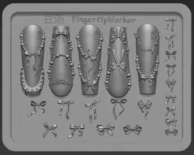 Molde de uñas 3D rosa serpiente arco esqueleto encaje estilo vintage placa de silicona 1 pieza Foto 1 de 4