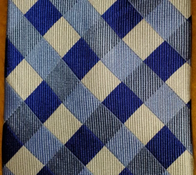 DONALD TRUMP ~ MENS SILK TIE ~ BLUE & WHITE ~ GINGHAM ~ 61" ~ XL TALL LONG - Image 1 of 4