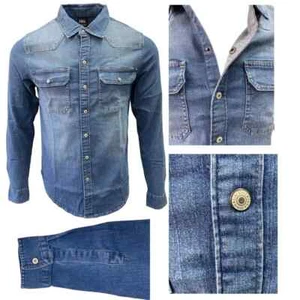 Mens Shirt EX BRAND Denim High Quality Stretch 100% Cotton Long Sleeve New Shirt - Picture 1 of 5