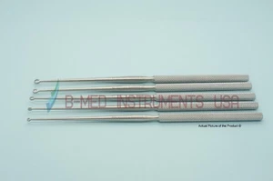 OR Grade 5 Buck Ear Curettes Straight Blunt # 00 - 0 - 1 - 2 - 3 ENT Instruments - Picture 1 of 3