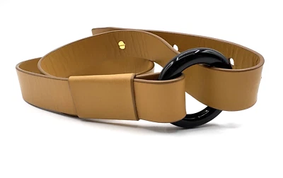 Cinturón para mujer Lizzie Fortunato Preppy Designer 26-28” beige marrón dorado tachuelas Foto 1 de 4