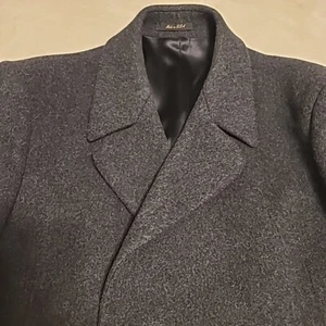 VTG LONDON FOG Overcoat Heavy Wool Dbl Breasted Heathered Gray USA Made Mens 44R - Picture 1 of 17